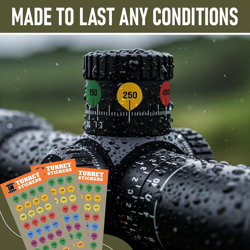 ValuePlus 20 Rifle Scope Turret Sticker Sheets- Scope Dope Stickers for Long Range Shooting and Hunting -Use with Dope Card, Raging/Range Card, or DOPE Book - Turret Tags Fit Most Scope Caps - Image 2
